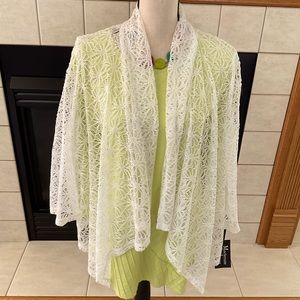 NWT Mackenzie & James Floral Lace Open Front Loose Cardigan, Women’s Sz 1X
